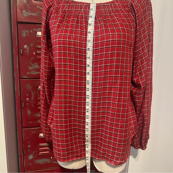 LOFT Red Checkered Blouse - Picture 5 of 7